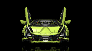 In the LEGO® Technic™ Lamborghini Sián FKP 37, the beauty is in the authentic recreation of iconic Lamborghini details, like the stunning Terzo Millennio-inspired Y-shaped headlights replicated at the front.