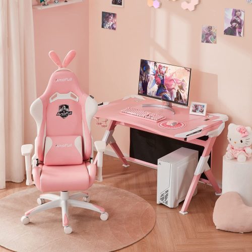 Pink Gaming Chair with rabbit ears